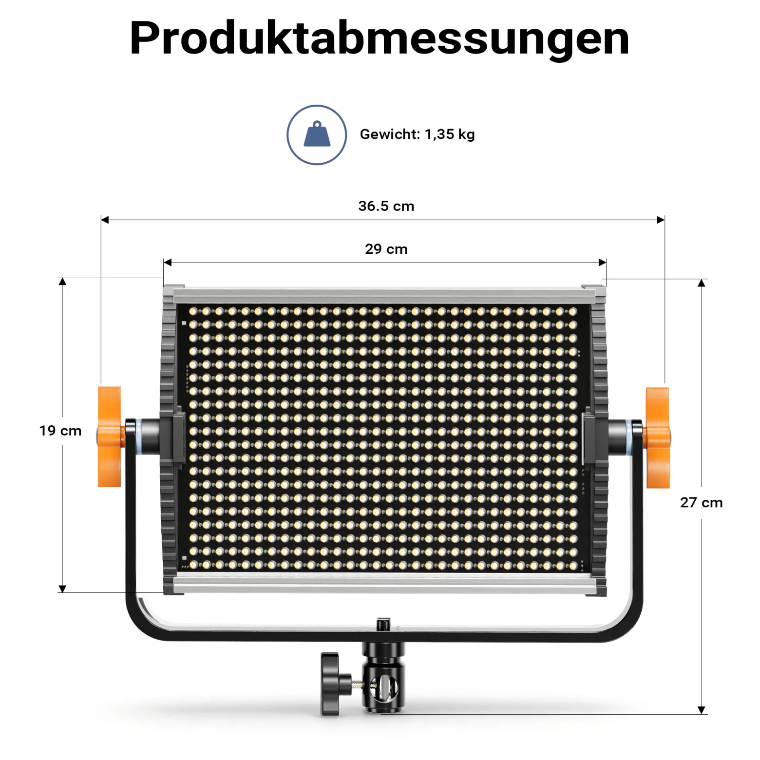 Walimex pro LED Niova 600 Bi Color und Stativ 2er Set mit 36 W LED Flächenleuchten, variabler Farbtemperatur und Lichtstativen
