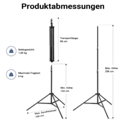 Walimex pro LED Niova 900 Bi Color und Stativ 2er Set mit 54 W LED Flächenleuchten, variabler Farbtemperatur und Lichtstativen