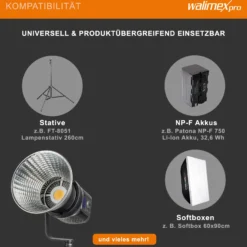 Walimex pro LED Niova Compact Bi-Color 80 W Videoleuchte, Studioleuchte mit Bowens-Anschluss, Videolicht variable Farbtemperatur, leistungsstarkes Dauerlicht