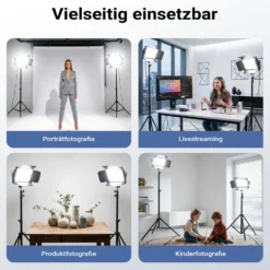 Walimex pro LED Niova 600 Daylight und Stativ 2er Set mit 36 W Flächenleuchten und höhenverstellbaren Lichtstativen
