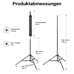 Walimex pro LED Niova 600 Daylight und Stativ 2er Set mit 36 W Flächenleuchten und höhenverstellbaren Lichtstativen