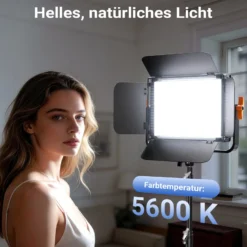 Walimex pro LED Niova 600 Daylight und Stativ 2er Set mit 36 W Flächenleuchten und höhenverstellbaren Lichtstativen