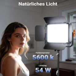 Walimex pro LED Niova 900 Daylight und Stativ 2er Set mit 54 W Flächenleuchten und höhenverstellbaren Lichtstativen