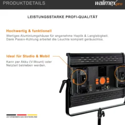 Walimex pro LED Niova 150-F Pro Flächenleuchte, 150 W Flächenlicht mit Bi-Color, Studioleuchte Helligkeit dimmbar, Videoleuchte mit Funksteuerung oder DMX512