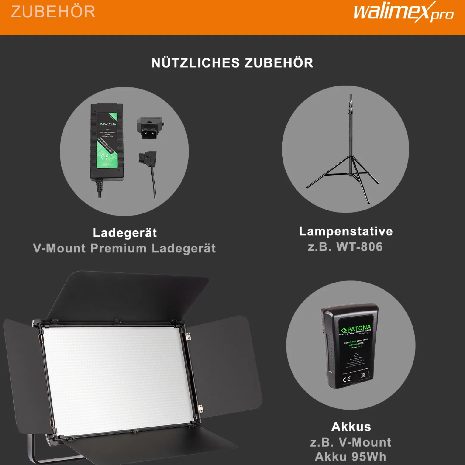 Walimex pro LED Niova 150-F Pro Flächenleuchte, 150 W Flächenlicht mit Bi-Color, Studioleuchte Helligkeit dimmbar, Videoleuchte mit Funksteuerung oder DMX512