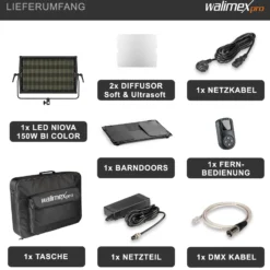 Walimex pro LED Niova 150-F Pro Flächenleuchte, 150 W Flächenlicht mit Bi-Color, Studioleuchte Helligkeit dimmbar, Videoleuchte mit Funksteuerung oder DMX512