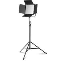 Walimex pro LED Niova 100-F Pro 100 W Bi-Color Flächenleuchte mit Lampenstativ, dimmbare Videoleuchte, Studioleuchte mit weichem Licht, Fotolicht mit Fernbedienung