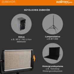 Walimex pro LED Niova 600 Plus Bi-Color Flächenleuchte, dimmbare Videoleuchte, Studioleuchte mit Fernbedienung, mobiles Dauerlicht inkl. Transporttasche