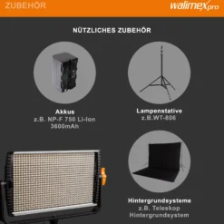 Walimex pro LED Niova 600 Plus Daylight Videoleuchte 36 W, dimmbare Flächenleuchte, professionelle Leuchte mit Tageslicht, Studioleuchte mit Fernbedienung