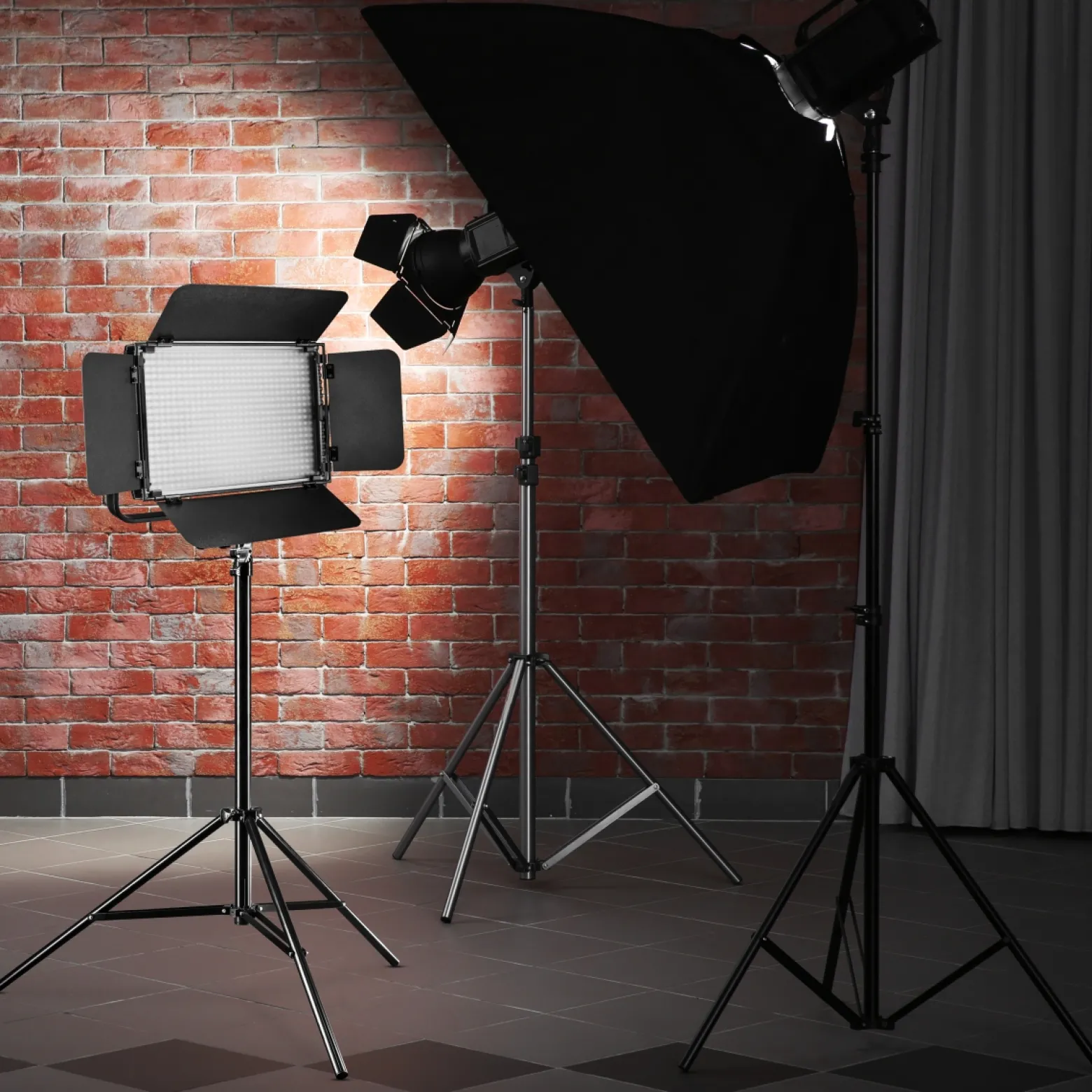 Walimex pro LED Niova 600 Plus Daylight mit Lampenstativ, dimmbare Flächenleuchte, Lampenständer mit Federdämpfung, Studioleuchte mit Fernbedienung