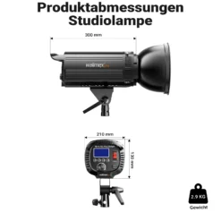 Walimex pro LED Niova Plus DL 100 W + Stativ 2er Set, dimmbare LED Videoleuchten plus Blitzstative mit Federdämpfung bis 256 cm Höhe