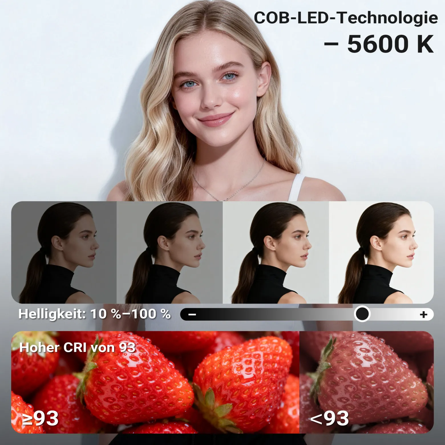 Walimex pro LED Niova Plus DL 100 W + Stativ 2er Set, dimmbare LED Videoleuchten plus Blitzstative mit Federdämpfung bis 256 cm Höhe
