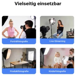 Walimex pro LED Niova 60 Plus + Stativ 2er Set, LED Studioleuchten mit Bowens-Reflektor und Soft Diffusor plus Lampenstative bis 215 cm Arbeitshöhe
