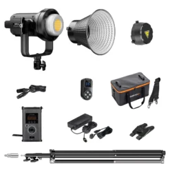 Walimex pro LED Niova Plus 120 W + Stativ Set, dimmbare Videoleuchte mit Bi-Color plus Blitzstativ bis 256 cm Höhe mit Federdämpfung