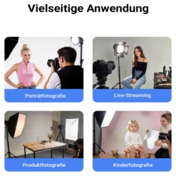 Walimex pro LED Niova Plus 120 W + Stativ 2er Set, dimmbare Videoleuchten mit Bi-Color plus Blitzstative bis 256 cm Höhe mit Federdämpfung