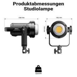 Walimex pro LED Niova Plus 120 W + Stativ 2er Set, dimmbare Videoleuchten mit Bi-Color plus Blitzstative bis 256 cm Höhe mit Federdämpfung