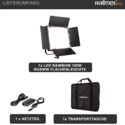 Walimex pro LED Rainbow Flächenleuchte, 50 W Videoleuchte, Studioleuchte mit Farbwechsel RGBWW, Studio-Beleuchtung steuerbar per App, Bi-Color Videolicht