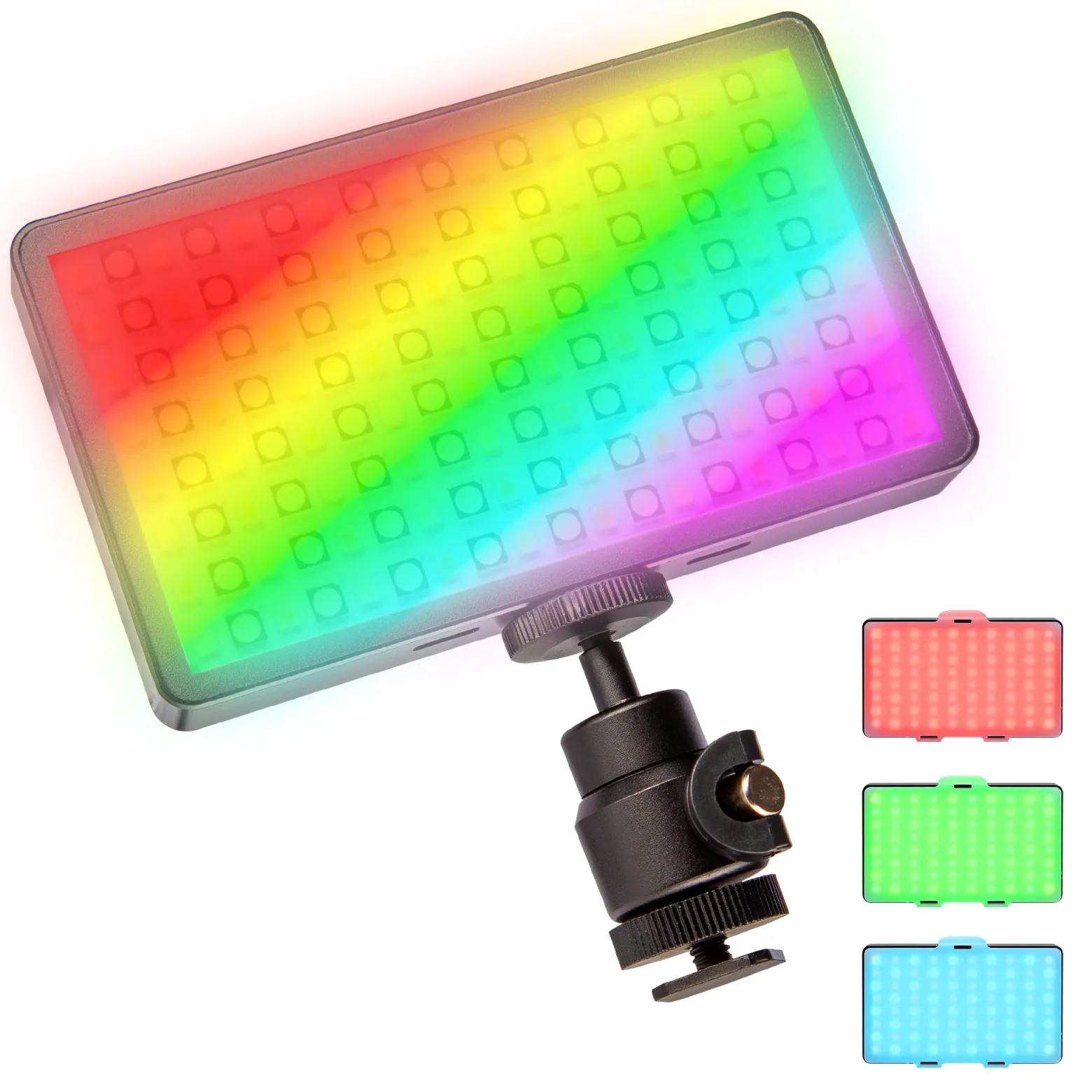 Walimex pro LED Rainbow Pocket Flächenleuchte, Videoleuchte mit Akku und USB, Studioleuchte mit Farbwechsel RGBWW, Studio-Beleuchtung steuerbar per App, Bi-Color Videolicht