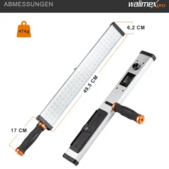 Walimex pro LED Rainbow RGB Leuchtstab, Stableuchte 18 W, Studioleuchte dimmbar und Bi-Color, Studio-Beleuchtung steuerbar per App, kompaktes Videolicht