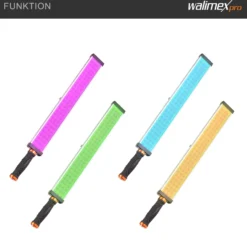Walimex pro LED Rainbow RGB Leuchtstab, Stableuchte 18 W, Studioleuchte dimmbar und Bi-Color, Studio-Beleuchtung steuerbar per App, kompaktes Videolicht