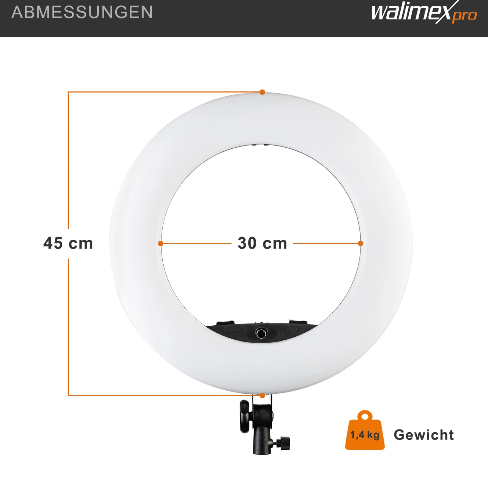Walimex pro LED Rainbow Ringleuchte mit Lampenstativ, RGB Ringlicht mit 60 W, Regenbogen LED per App steuerbar, Videoleuchte mit Smartphonehalter, Ring Light mit Effekten und Bi-Color