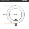 Walimex pro LED Ringleuchte 380 Bi-Color 23 W, leistungsstarkes Ringlicht mit schaltbaren Sektoren, Leuchtring dimmbar, Videoleuchte mit Kamera- und Smartphone-Zubehör