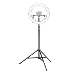 Walimex pro LED Ringleuchte 500 Bi-Color Set inkl. Stativ, dimmbares Ringlicht 32 W, Leuchtring mit einzeln schaltbaren Sektoren, Selfie Licht mit umfangreichem Zubehör