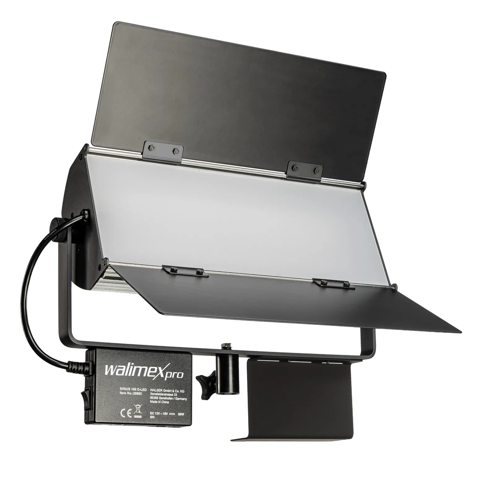 Walimex pro LED Sirius 160 Bi Color Flächenleuchte, Flächenlicht 65 W, Videoleuchte stufenlos dimmbar 3200-5600 K, Studiolicht mit 120° Abstrahlwinkel und Diffusor