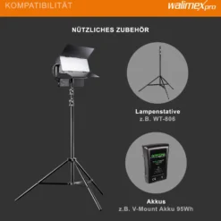 Walimex pro LED Sirius 160 Bi Color Flächenleuchte 2er Set mit 2x Lampenstativ und Fernbedienung, Flächenlicht 65 W, Videoleuchte stufenlos dimmbar, Stativ 90-260 cm mit Federdämpfung