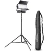 Walimex pro LED Sirius 160 Daylight Flächenleuchte Set mit Lampenstativ, 65 W Flächenlicht, Tageslicht Videoleuchte 5600 K, Studioleuchte mit Aluminium-Gehäuse, Stativ mit Federdämpfung