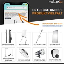 Walimex pro LED-Videoleuchte mit 64 LEDs, 6 W, Kamera Beleuchtung stufenlos dimmbar, erweiterbares Fotolicht mit Stecksystem, Videolicht für Aktion Kamera, Camcorder und DSLR