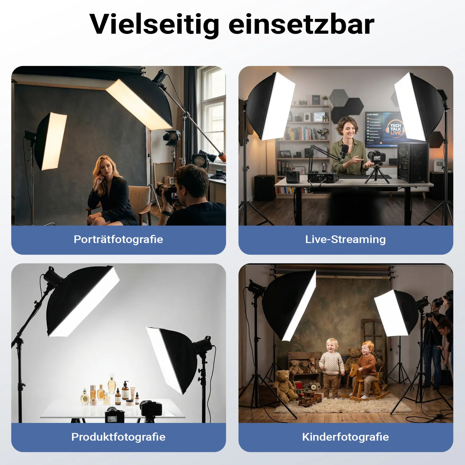Walimex pro LED 60 W Softbox + Stativ Set, Video-Beleuchtung mit Lampenstativ 68-200 cm für LED Panels, Leuchten & Studioblitze