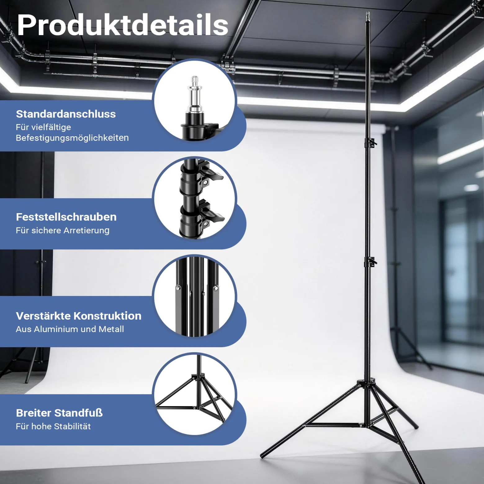 Walimex pro LED 60 W Softbox + Stativ Set, Video-Beleuchtung mit Lampenstativ 68-200 cm für LED Panels, Leuchten & Studioblitze