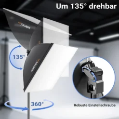 Walimex pro LED 60 W Softbox + Stativ Set, Video-Beleuchtung mit Lampenstativ 68-200 cm für LED Panels, Leuchten & Studioblitze