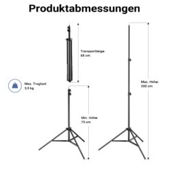 Walimex pro LED 60 W Softbox + Stativ Set, Video-Beleuchtung mit Lampenstativ 68-200 cm für LED Panels, Leuchten & Studioblitze