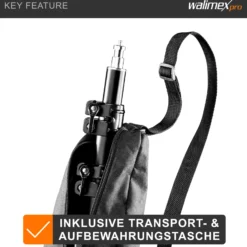 Walimex pro Lichtstativ WT-806 bis 256 cm Höhe, Blitzstativ mit Federdämpfung inkl. 3/8" Adapter & Tasche, Lampenstativ bis 6 kg, Studiostativ für Ringlicht, Reflektor, Blitz & Video