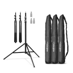 Walimex pro Lichtstativ WT-806 3er-Set bis 256 cm Höhe, Blitzstativ mit Federdämpfung inkl. 3/8" Adapter & Taschen, Lampenstativ bis 6 kg, Studiostativ für Ringlicht, Reflektor, Blitz & Video