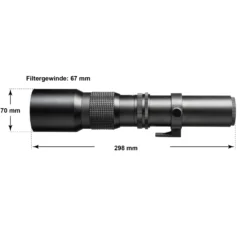 Walimex pro 500/8,0 Linsen Objektiv kompatibel mit Nikon F, DSLR-Objektiv für Vollformat und APSC, Teleobjektiv mit eingebauter Irisblende, hochwertiges Kameraobjektiv