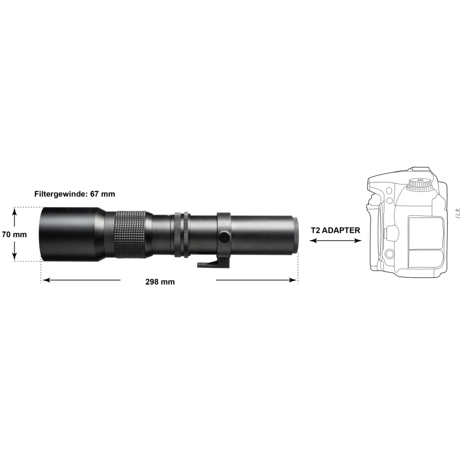 Walimex pro 500/8,0 Linsen Objektiv kompatibel mit Nikon F, DSLR-Objektiv für Vollformat und APSC, Teleobjektiv mit eingebauter Irisblende, hochwertiges Kameraobjektiv