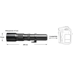 Walimex pro 500/8,0 Linsen Objektiv kompatibel mit Nikon Z, DSLR-Objektiv für Vollformat und APSC, Teleobjektiv mit eingebauter Irisblende, hochwertiges Kameraobjektiv