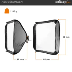 Walimex pro Magic Softbox 600 x 600 x 400 mm, Lichtformer um 360° drehbar, einfacher Aufbau, inkl. Frontdiffusor und Tasche, ideal für Kompaktblitze, Produkt- und Peoplefotografie