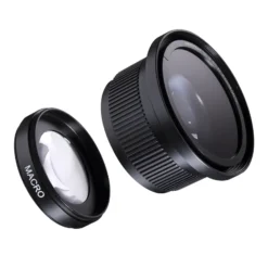 Walimex pro Makro Fish Eye Vorsatzlinse - 0.42 x 58 mm - für Fisheye und Makroeffekte - Konverter mit abschraubbarer Makrolinse - mit Linsenbeutel - Kamera und Foto Zubehör