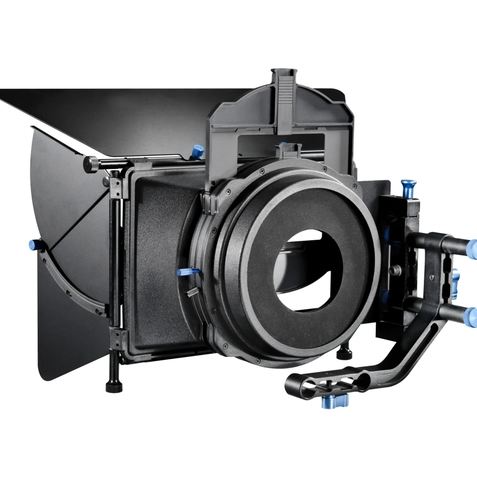 Walimex pro Matte Box Sonnenblende Director II - 205 x 298 x 194 mm - mit 2 Einschüben, 3 Klappen, 4 Neoprenringen - für Objektive mit Ø 49-100 mm, DSLR Video Rig - Kamera Studio