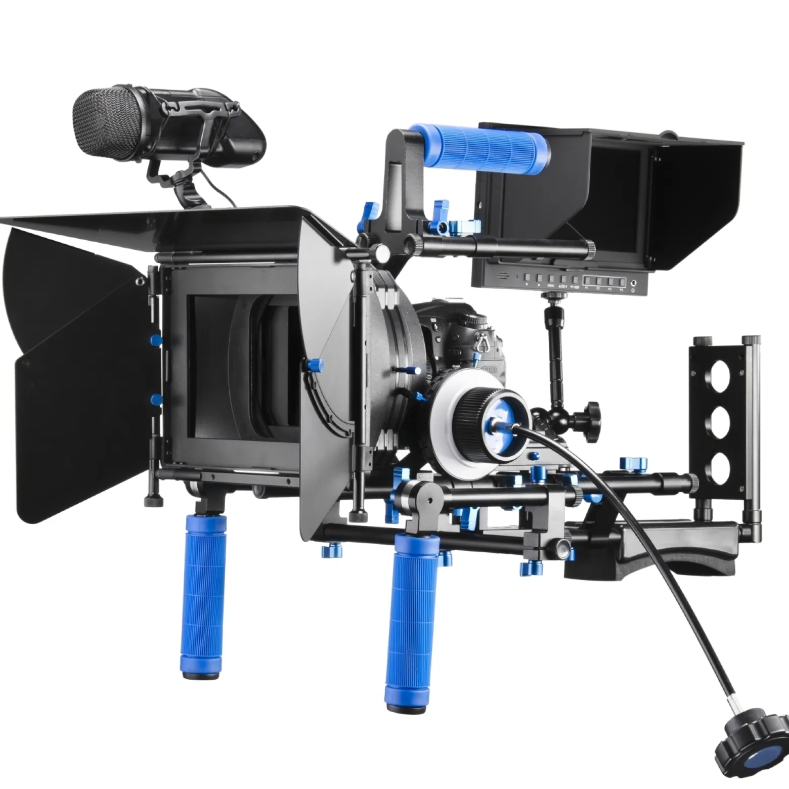 Walimex pro Matte Box Sonnenblende Director II - 205 x 298 x 194 mm - mit 2 Einschüben, 3 Klappen, 4 Neoprenringen - für Objektive mit Ø 49-100 mm, DSLR Video Rig - Kamera Studio