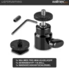 Walimex pro Mini Kugelkopf mit 1/4 Blitzschuhadapter belastbar bis 1,5 kg, Stativkopf 360° drehbar & 90° schwenkbar, Kamera Equipment für Kameras, LED Licht, Smartphone