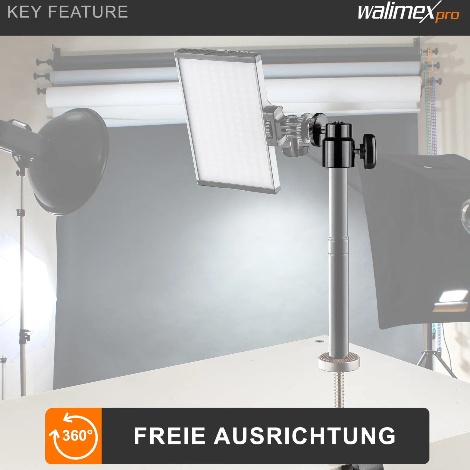Walimex pro Mini Kugelkopf mit 1/4 Blitzschuhadapter belastbar bis 1,5 kg, Stativkopf 360° drehbar & 90° schwenkbar, Kamera Equipment für Kameras, LED Licht, Smartphone
