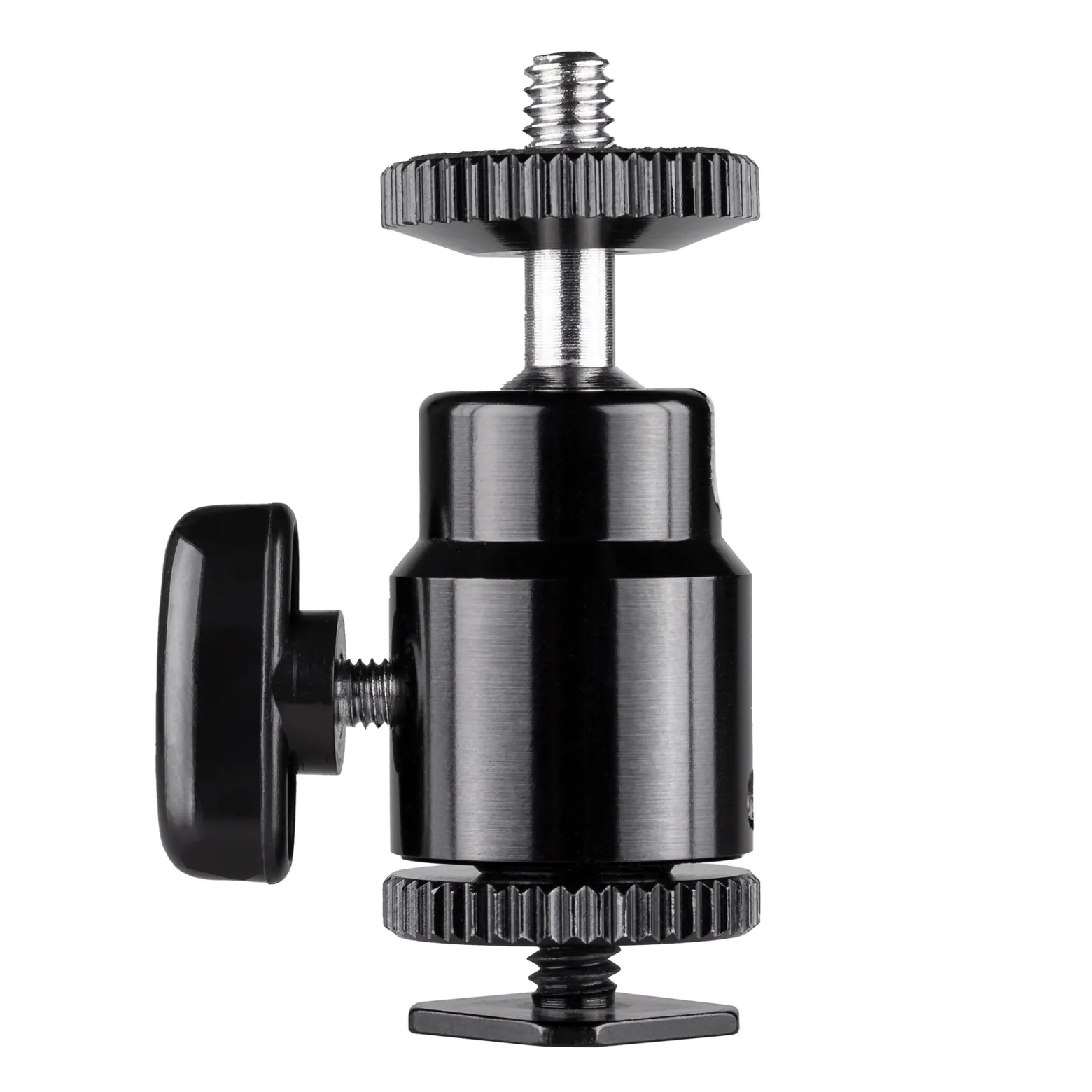 Walimex pro Mini Kugelkopf mit 1/4 Blitzschuhadapter belastbar bis 1,5 kg, Stativkopf 360° drehbar & 90° schwenkbar, Kamera Equipment für Kameras, LED Licht, Smartphone