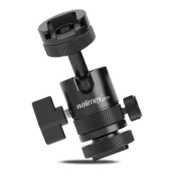 Walimex pro Mini Kugelkopf Single Shoe mit Blitzschuh, 1/4 Zoll Anschluss, belastbar bis 5 kg, Stativkopf 360° drehbar & 180° schwenkbar, Kamera Equipment für Kameras, LED Licht, Smartphone