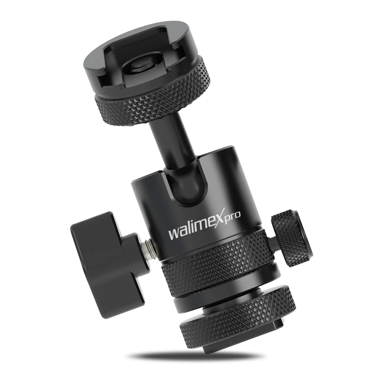 Walimex pro Mini Kugelkopf Single Shoe mit Blitzschuh, 1/4 Zoll Anschluss, belastbar bis 5 kg, Stativkopf 360° drehbar & 180° schwenkbar, Kamera Equipment für Kameras, LED Licht, Smartphone