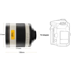 Walimex pro 800mm f/8.0 DSLR Spiegelobjektiv kompatibel mit Fuji X – manuelle Scharfeinstellung, T2-Anschluss, ideal für Natur- & Tierfotografie, Vollformat/APS-C Sensor